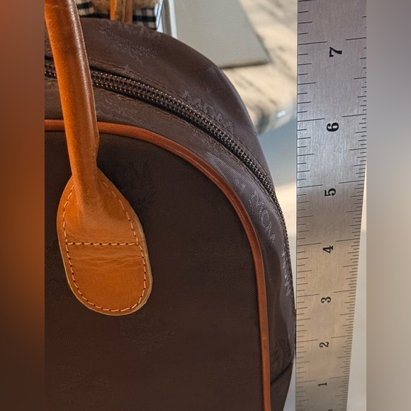 MCM Boston Satchel Hand Bag Nylon Leather Dark Brown Authenticated COA - Picture 9 of 16